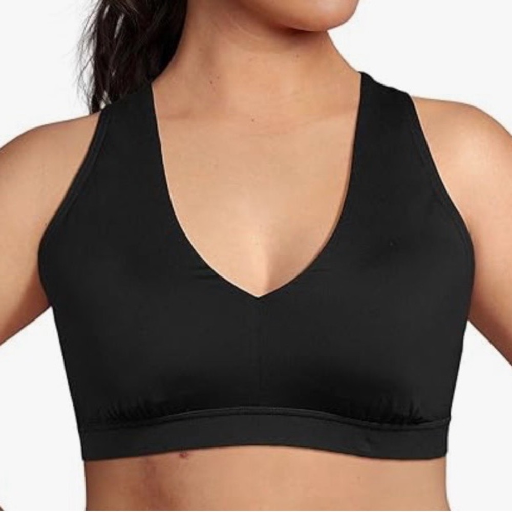 NWT Lands' End Size XL 18 Black V-Neck Bikini Swim Top